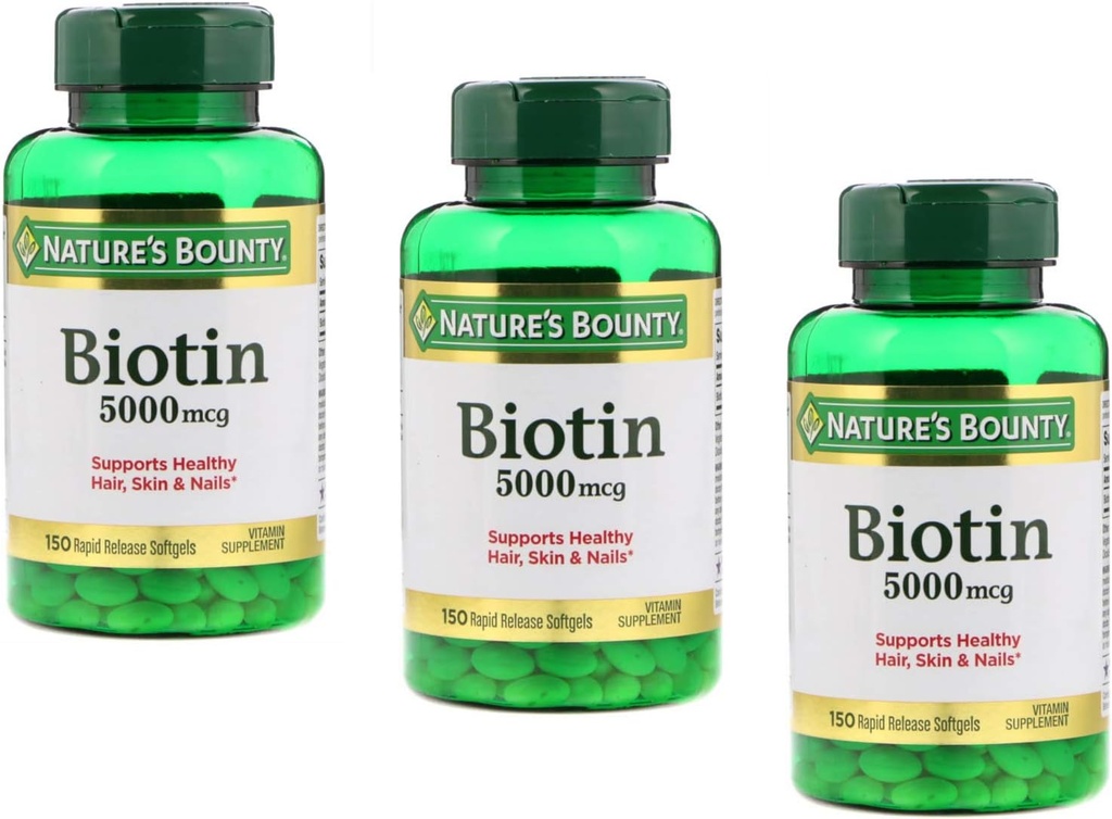 Naturalezas Bounty Biotin 5000mcg 150 Rapid Release Softgels (Value Pack of 3)