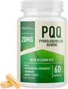 PQQ Supplement 20mg | Mitochondrial Biogenesis & Energy Optimizer With CoQ10 & Vitamin B12 | Supports Brain Health & Mitochondria Production | Ultra PQQ Formula | Vegan, Gluten-Free | 60 Capsules