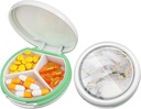 Serfeymi Small Pill Box - 3 Compartimientos Caja de Píldora Portátil, Caja de Píldora compacta Mini Travel Pill - Apto para Medicina, Vitamina, Petróleo de Pesca, Suplementos - Blanco(Marble)