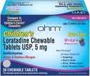Ohm niños Loratadine Chewable Tablets, Dye Free, Grape, Non-Drowsy 24h Relief of Sneezing, Runny Nose, Itchy Watery Eyes,Throat o Nose, Antihistamine, Indoor &amp; Outdoor Alergies, 5mg, 60 Tablets