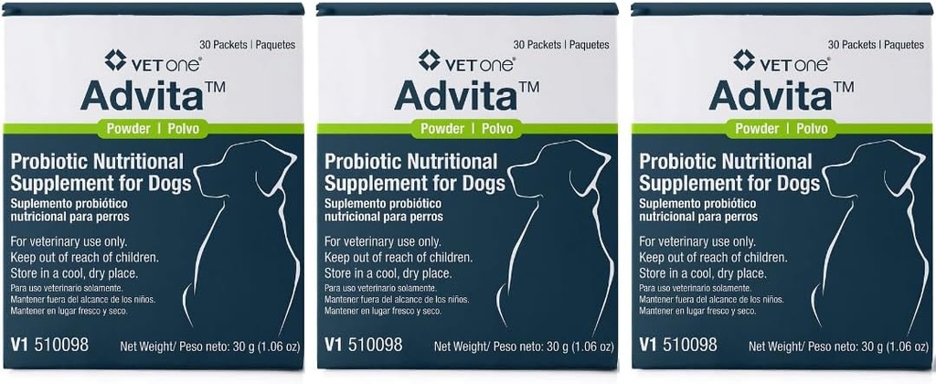 Vet One Advita Probiótico Suplemento Nutricional para Perros (3 Cajas, 90 Packets)