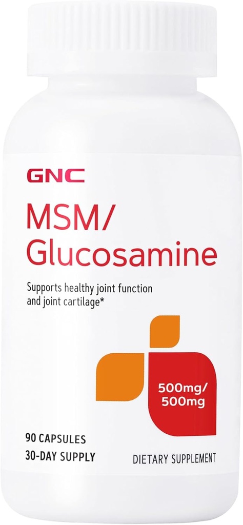 GNC MSM Glucosamine 500mg Supplement, Supports Healthy Joint Function, Supports Healthy Joint Cartilage, 30 Servings