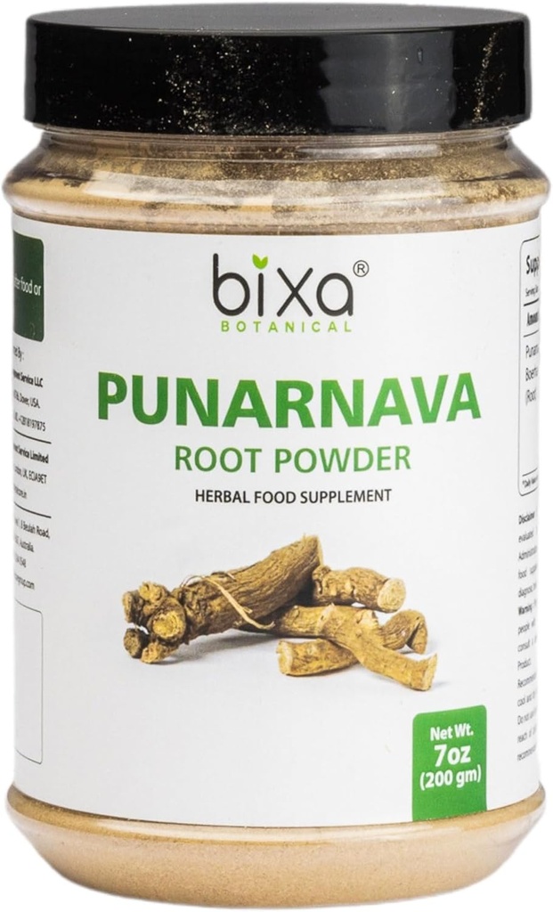 bixa BOTANICAL Punarnava Powder ← Natural Detox y Fluid Balance Soporte Silencio Boerhavia diffusa ← 200 Grams / 7 OZ ← Ayurvedic Herbal Suplemento  Gluten Free, Non-GMO, Steam Treated, Vegan, 100% Puredic Herbal
