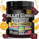 Shilajit Gummies, Shilajit Pure Himalayan Gummies with Ashwagandha, Black Seed Oil, Sugar Free Shilajit Gummies for Men &amp; Women, 30 Conde, Orange Flavor