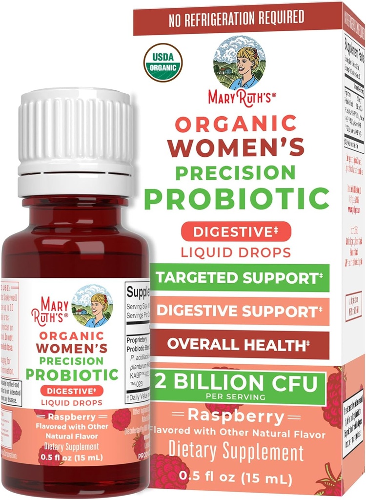 MaryRuth Organics USDA Organic Womens Probiotic Liquid Drops for Digestive Health TEN Targeted Support for Women TEN Four Probiotic Blend TEN Women's Wellness TEN Dairy Free TEN 30 Servings