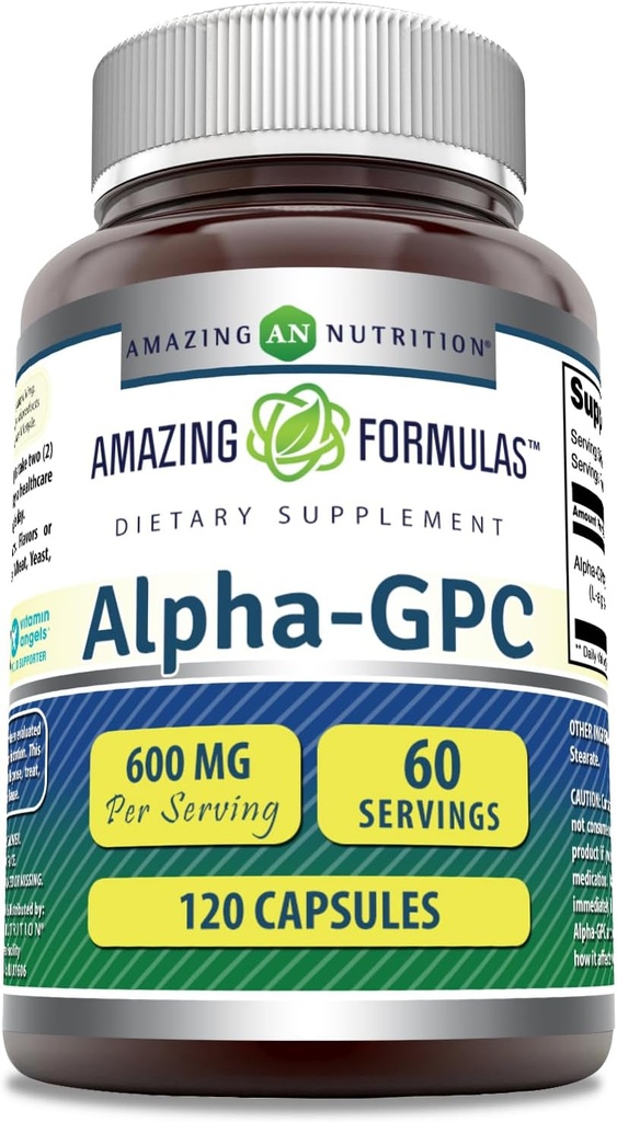 Amazing Fórmulas Alpha GPC Suplemento Silencio 600 Mg Por Serving Silencio 120 Capsules  No GMO Silencio Gluten Free ← Made in USA