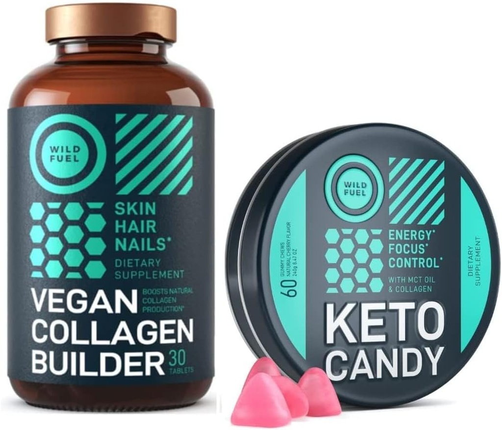 WILD FUEL Keto Candy con MCT Oil y Collagen y Vegan Collagen Builder Bundle