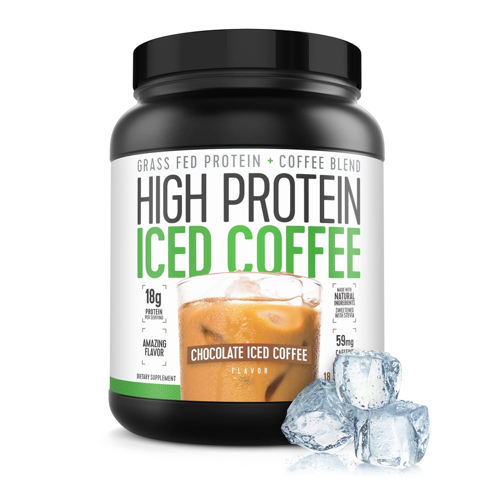 Alta Proteína Café, Keto Friendly, 18g de Proteína, 2g Carbs, Ingredientes Naturales (18 Serviciones, Café helado de chocolate)