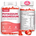 2 Pack Potassium Magnesium Supplement Gummies for Adults Kids, Magnesium Glycinate & Potassium Citrate, Plus Multivitamin, Omega-3 & Black Pepper, Leg Cramps, Muscle & Heart Health, 120 Count