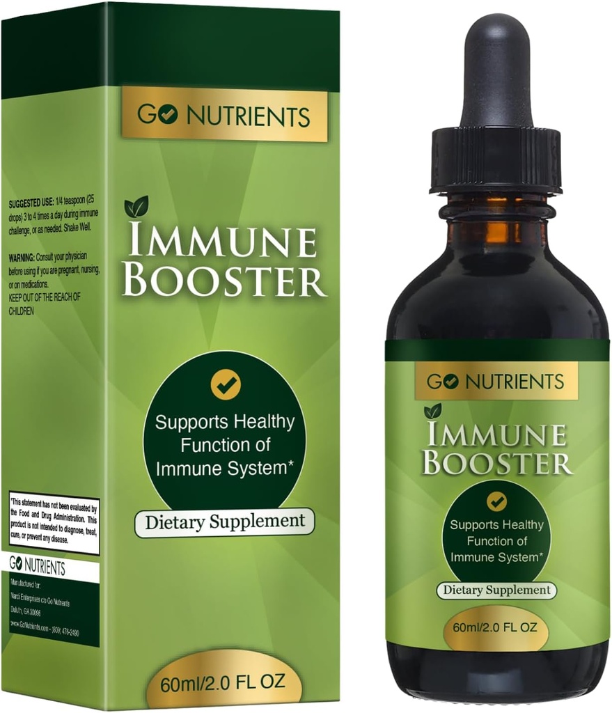 Go Nutrients Immune Booster – Liquid Herbal Support with Echinacea, Goldenseal & Usnea - 7 in 1 Enhancing Defense for Adults &amp; Kids TEN 2 oz Tincture (48 Servings) for Natural Defense & Wellness