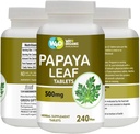 Papaya Leaf Extract Capsules (Tablas) - 500 mg 240 Píldoras, soporta la inmunidad plaqueta " Digestión - 60 días Suministro