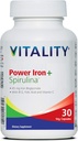 Vitality Power Iron + Spirulina TEN 45mg Iron TENIDO Blood Builder TEN Iron Deficiency Support ← Vegan ← Todo el Suplemento Natural Silencio Gentle on Stomach TEN 30 cápsulas