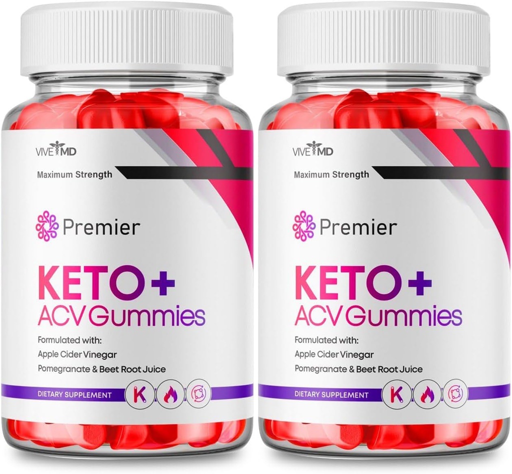 Premier Keto ACV Gummies - Fórmula Oficial, Premier Keto Gummies Blast Plus para máxima fuerza con Apple Cider Vinegar 1000MG, Premier ACV Keto Suplemento Vitamina B12 Folate Beet Root (2 Pack)