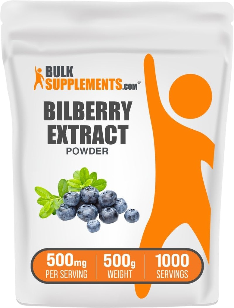 BulkSupplements.com Pólvora Extracto de Bilberry - Suplemento Extracto de Bilberry, Suplemento Herbal - Vegan & Glulten Gratis, 500mg por Serving, 500g (1.1 lbs) (Pack of 1)