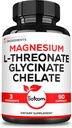 Satoomi 3in1 1200 mg Magnesium L-Threonate Suplemento con Magnesium Glycinate &amp; Magnesium Chelate - 90 cápsulas