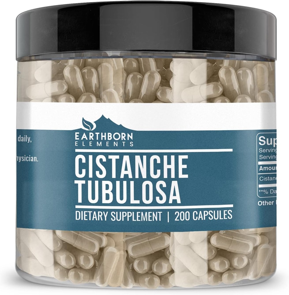 Elementos tercos Cistanche Tubulosa (200 capsules) Puro, No Fillers o Aditivos, Lab Verified