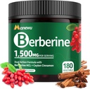 Suplemento de Berberina Orgánica - 180 Conde Berberine con Ceilán Canela " Citrus Bergamot, Suplementos de canela, Complejo de Berberina 1500mg, Suministro de 3 meses