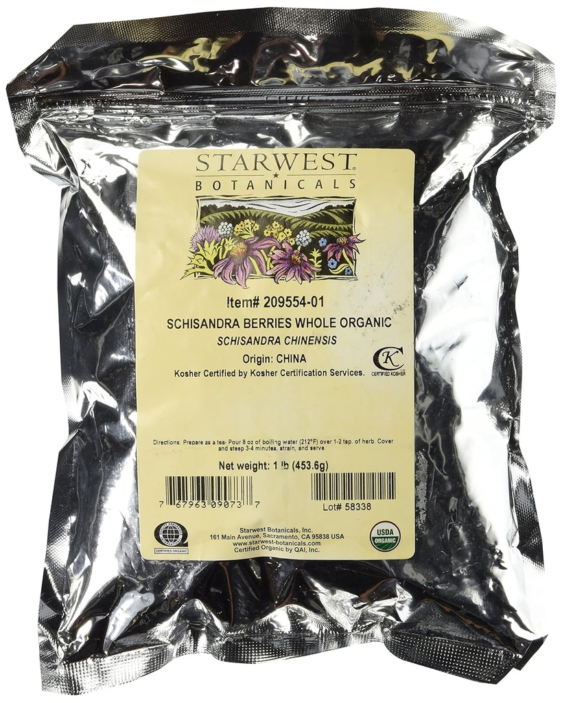 Starwest Botanicals Organic Schisandra Berry Whole, 1 libra