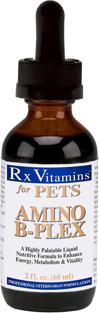 Vitaminas Rx Amino B Plex for Pets - B Complejo de vitaminas Plus Aminoácidos para perros " Cats - Suplementos de vitaminas para el soporte corporal total de perros " Cats - 2 oz.