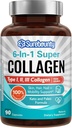 Complejo Multi Collagen, Tipo I, II, III, 6-en-1 Super Collagen con vitamina C, Ácido Hialurónico, Biotina, Turmérica, Pepper Negro, Keto, 90 cápsulas