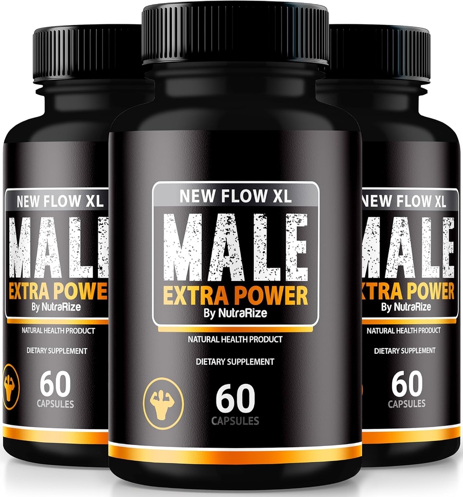 (3 Pack) Nuevas cápsulas XL Flujo para Hombres, NuevaFlow XL Male Pills, Toda la fórmula natural para la masa muscular y el máximo rendimiento, Comentarios oficiales de NewFlowXL (180 cápsulas)
