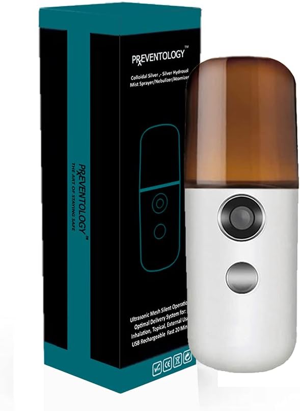 Preventology Colloidal Silver Mist Sprayer - Recargable Ultrasonic Mesh - Operación silenciosa