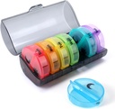 Organizador semanal de píldoras 2 veces al día, caja de píldoras de viaje 7 días, AM dos veces al día caja de píldoras, organizadores diarios portátiles de vitaminas para medicamentos, vitaminas, aceite de pescado, suplementos (Multi-Color)