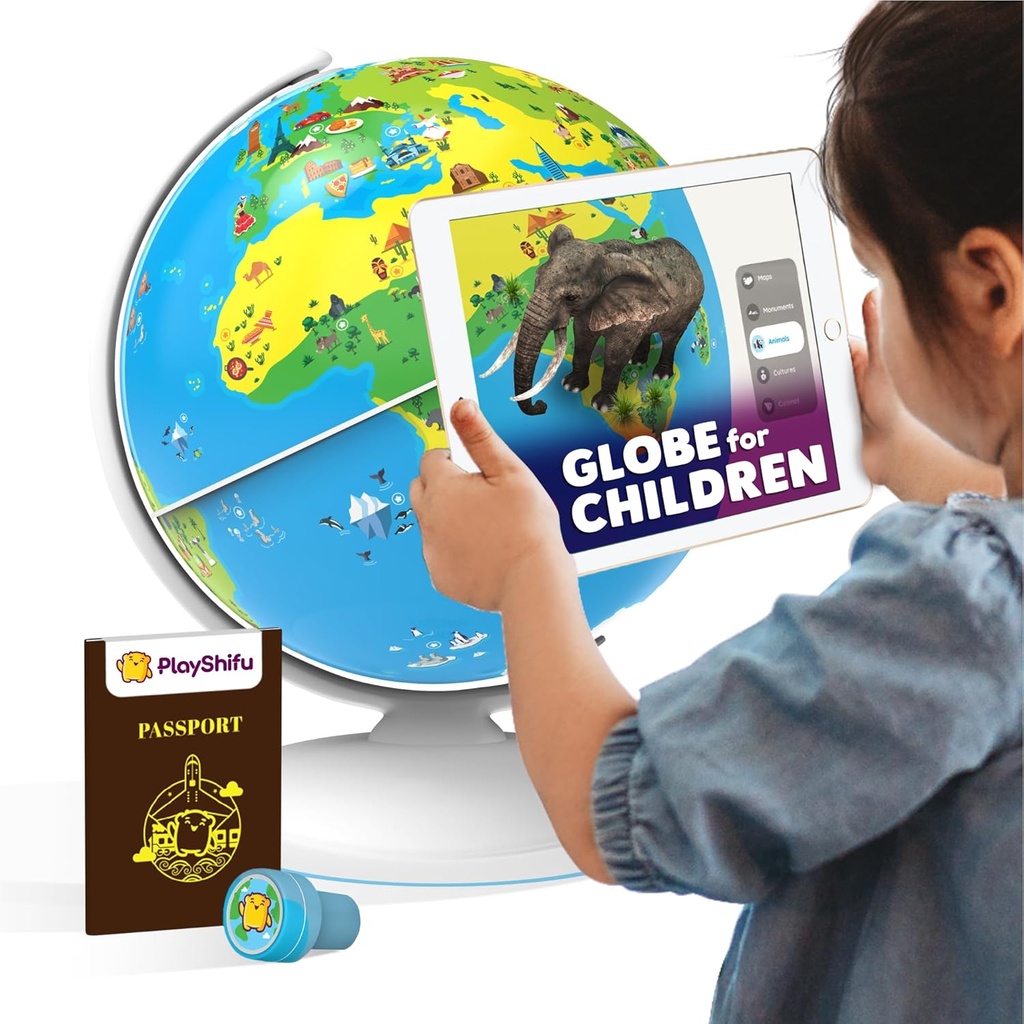 PlayShifu Globe for Children – Orboot Earth: Interactive Kids Globe with 1000+ Facts on Animals, Places & Monuments ← Tech-Powered Learning Toy " STEM Gift for Kids Ages 4-10