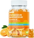 Gummies de magnesio de potasio - High Absorption Magnesium Glycinate & Potassium Citrate Plus Coenzyme Q10, DHA, D3, Mineral & Calcium for Zzz, Leg Cramps & Muscle - 60 Orange Gummies