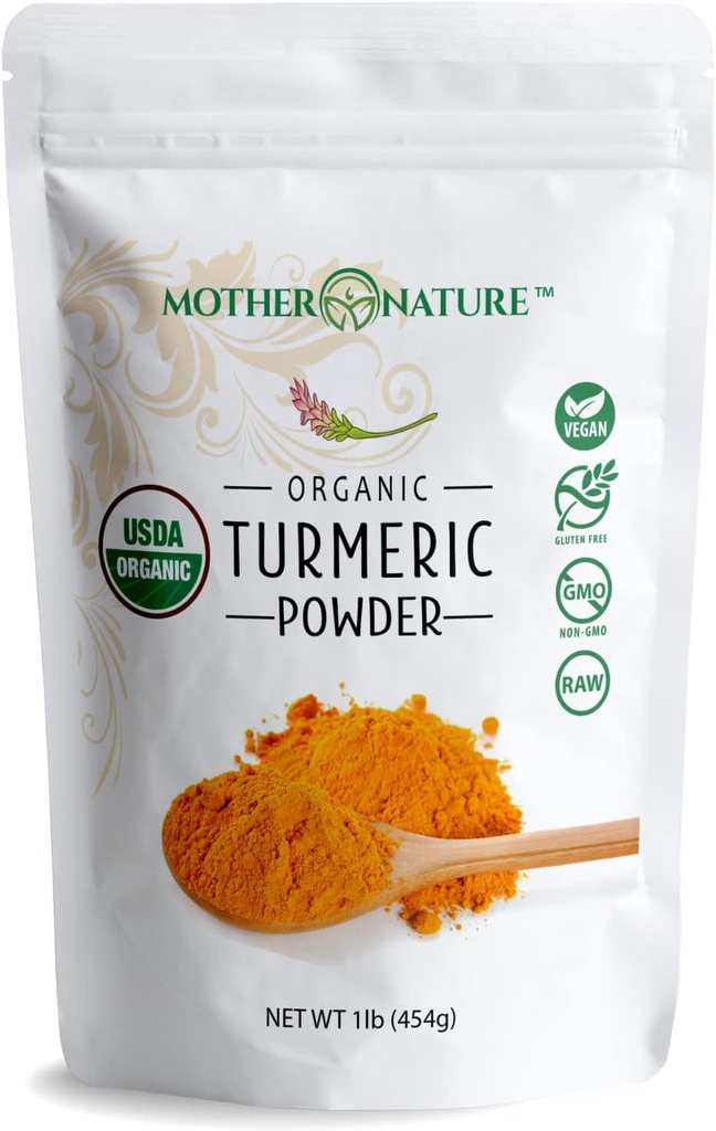 Orgánica Turmérica Powder con Curcumin - Hindú Grown Turmeric Root (1lb, 16Oz) - Alivio de la incomodidad conjunta potente, Reduzca la hinchazón, Antioxidante - Vegano, libre de gluten, libre de lácteos
