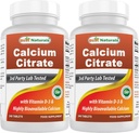 Mejores Naturales Citrato de calcio con vitamina D-3 240 Tabletas (240 Cuenta (Pack de 2))