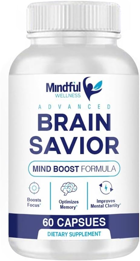 Capsules del Salvador del cerebro - El Salvador del cerebro por Mindful Wellness - Brain Salvador Mind Boost Fórmula (60 cápsulas - 1 mes fuente)
