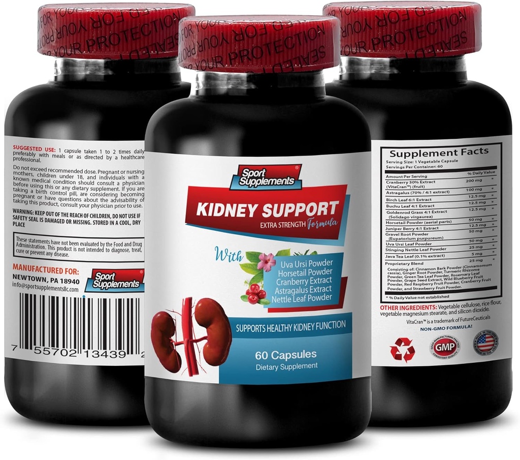 Suplemento dietético de apoyo inmunológico - Apoyo al riñón - Vitaminas de arándano, limpieza del riñón, eliminación del riñón " Formula, suplemento del riñón, suplemento del hígado y del riñón - 1 botella 60 cápsulas