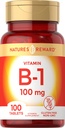 Vitamina B1 100mg (Thiamine) - 100 Conde - Vegetariano, No GMO &amp; Gluten Suplemento Gratis - por Nature's Reward