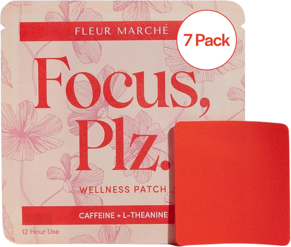 Fleur Marche Focus, Plz. Patch botánico - Cerebro Boosting Focus Patch con Caffeine, Lion's Mane y otros potentes Nootropics - Highly Bioavailable Wellness - 7 Patches