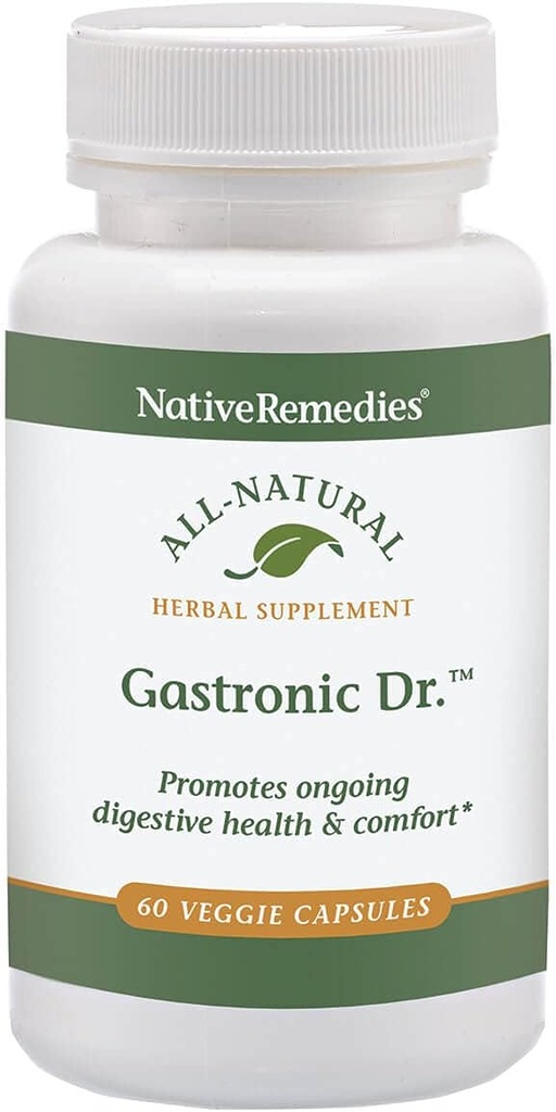 Remedios nativos Gastrónico Dr. - Todos los suplementos herbales naturales para la digestión saludable y el confort después de las comidas - promueve un tejido saludable y niveles de ácido de estómago equilibrado - 60 cápsulas vegetales