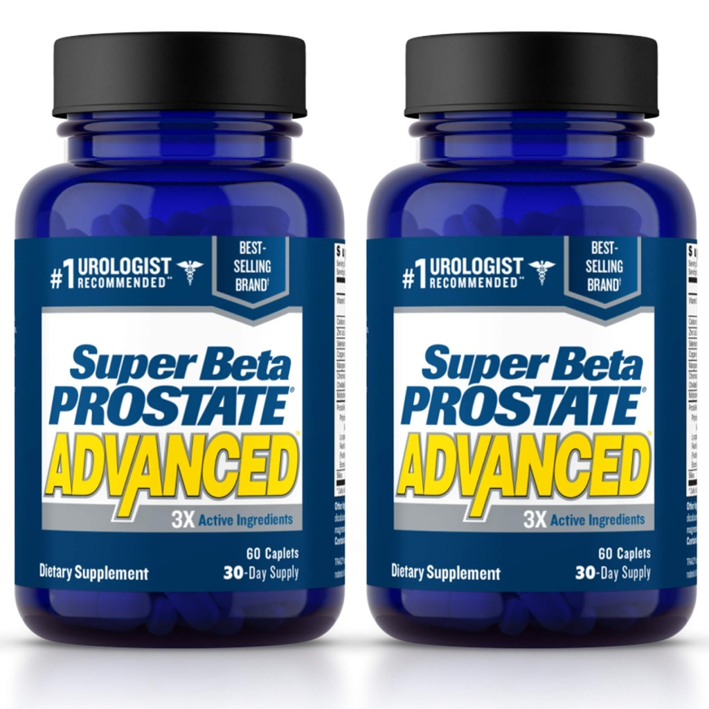 SUPER BETA PROSTATE Advanced – Promote Sleep, Support Bladder Emptying. Prostate Support Supplement for Men's Health with Beta Sitosterol, not Saw Palmetto. (120 Caplets, 2-Pack)