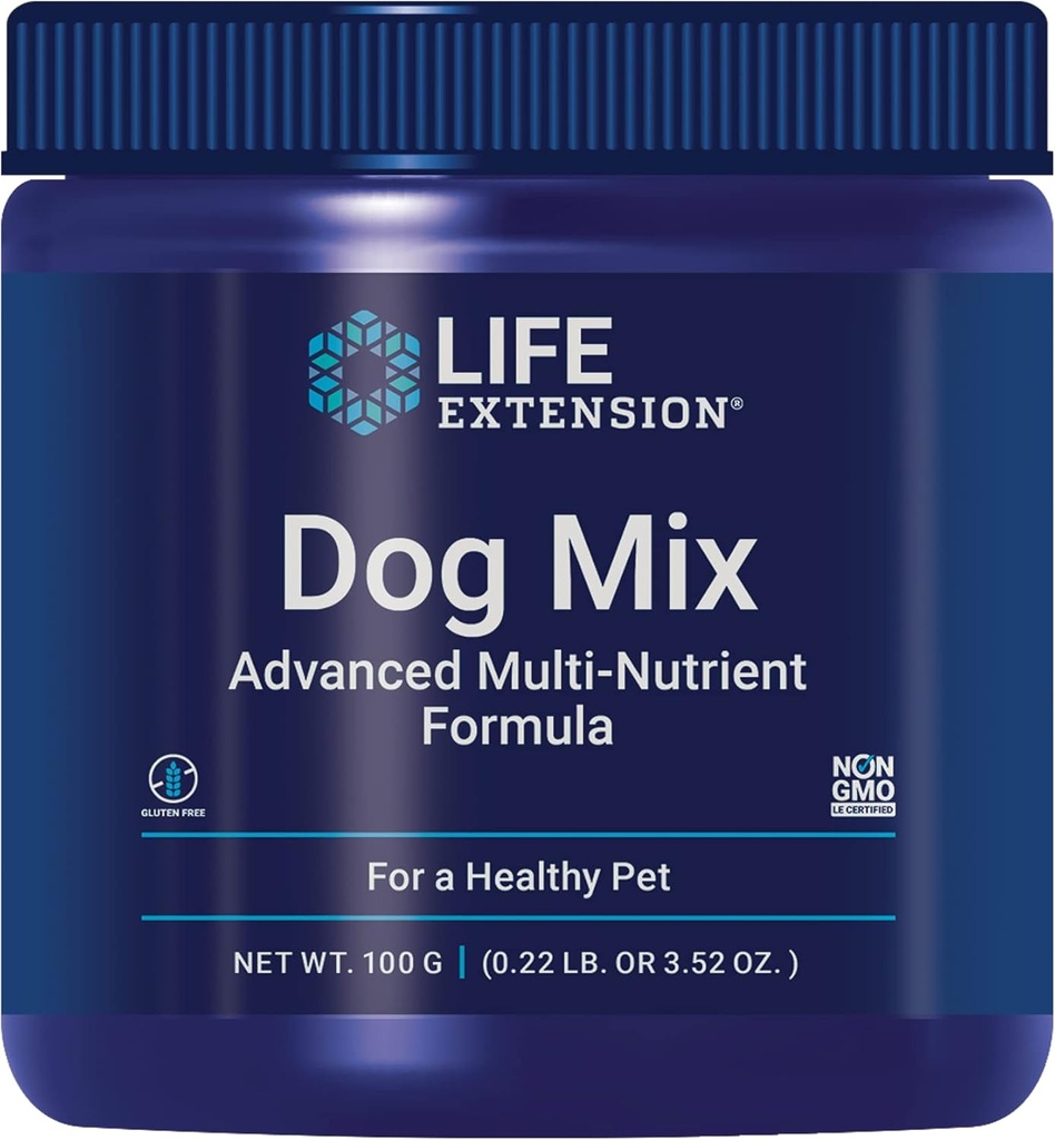 Extensión de la vida Mezcla de perros, vitaminas y suplementos, probióticos, L-carnitina, B12, ácido fólico, vitamina C, vitamina E, Rosemary, Absorción Nutriente, libre de gluten, no GMO, 60 Actuaciones