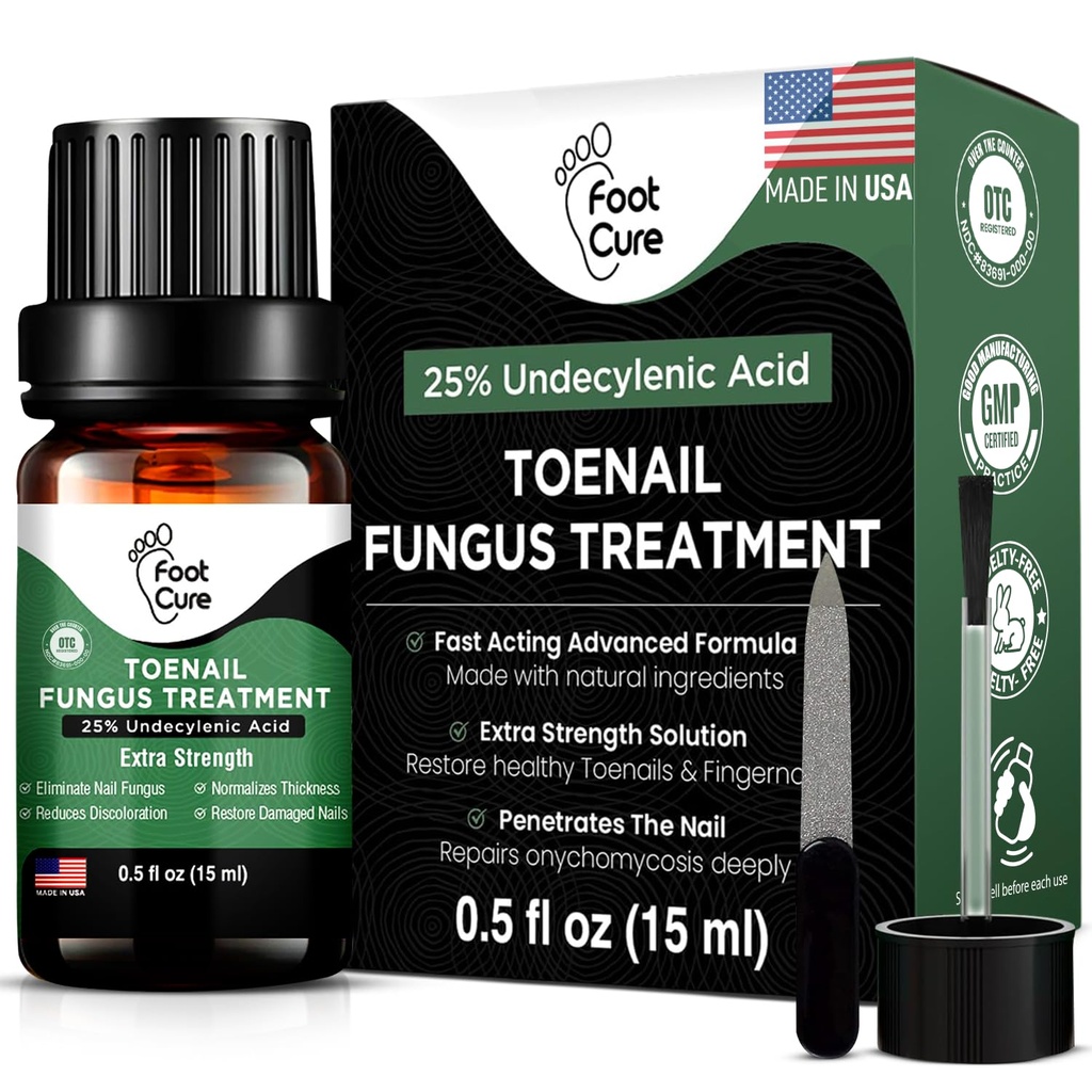 FOOT CURE Toenail Fungus Tratamiento para Fingernails, Reparación de uñas, Suavedor de uñas, Tratamiento de uñas amarillas, uñas cultivadas y tratamiento de hongos extra fuerza (Pack of 1)