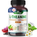 L-Theanine Suplemento - 6 IN 1 Complejo Enriquecido con Magnesio, Ashwagandha, Saffron, Chamomile - Apoyo Relajación, Calmness &amp; Sleep Quality ← 150 Capsules