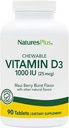 NaturesPlus Vitamina D3 (1000 UI) - 90 Tabletas Chewable, Maui Berry Burst Flavor - Vegetariano, Gluten Gratis - 90 Servimientos