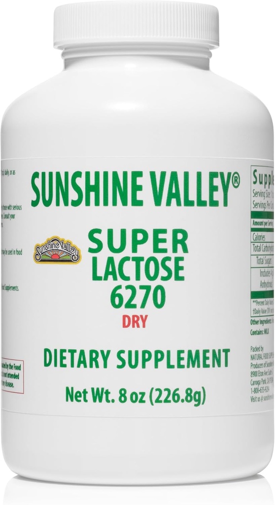 Sunshine Valley® Super Lactose Dry Powder (FREE FLOW POUR) - Sweetener natural " Baking Enhancer, Powdered Sugar for Cooking " Food Stabilizer " Filler - 8 oz