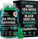 Irlandés Moss Gummies - Detox " Thyroid Support for Women " Hombre - Black Seed Oil, Manuka Honey, Fenugreek, Chlorophyll: Immune Support, Immunity Supplement - Burdock Root, Bladderwrack - 60 Gummies