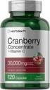 Horbäach Cranberry Concentrate Extract Pills + Vitamin C TENIDO 30,000mg Silencio 120 Capsules ANTE Triple Strength Ultimate Potency Formula ← Non-GMO y Gluten Free Supplement