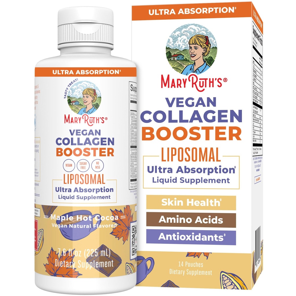 MaryRuth Organics Collagen Booster Liposomal, Sugar Free, Liquid Collagen Booster with Vitamin C, Vitamina E, Zinc, Copper &amp; Silica, Skin Care & Joint Support Supplement, Vegan, Non-GMO, 7.6 Fl Oz