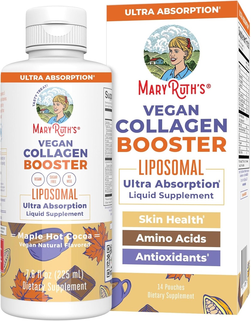 MaryRuth Organics Collagen Booster Liposomal, Sugar Free, Liquid Collagen Booster with Vitamin C, Vitamina E, Zinc, Copper &amp; Silica, Skin Care & Joint Support Supplement, Vegan, Non-GMO, 7.6 Fl Oz