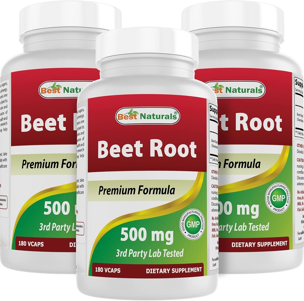 Mejores Naturales Beet Root Powder 500 mg 180 Capsules (180 Conde (Pack of 3))