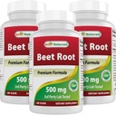Best Naturals Beet Root Powder 500 mg 180 Capsules (180 Count (Pack of 3))