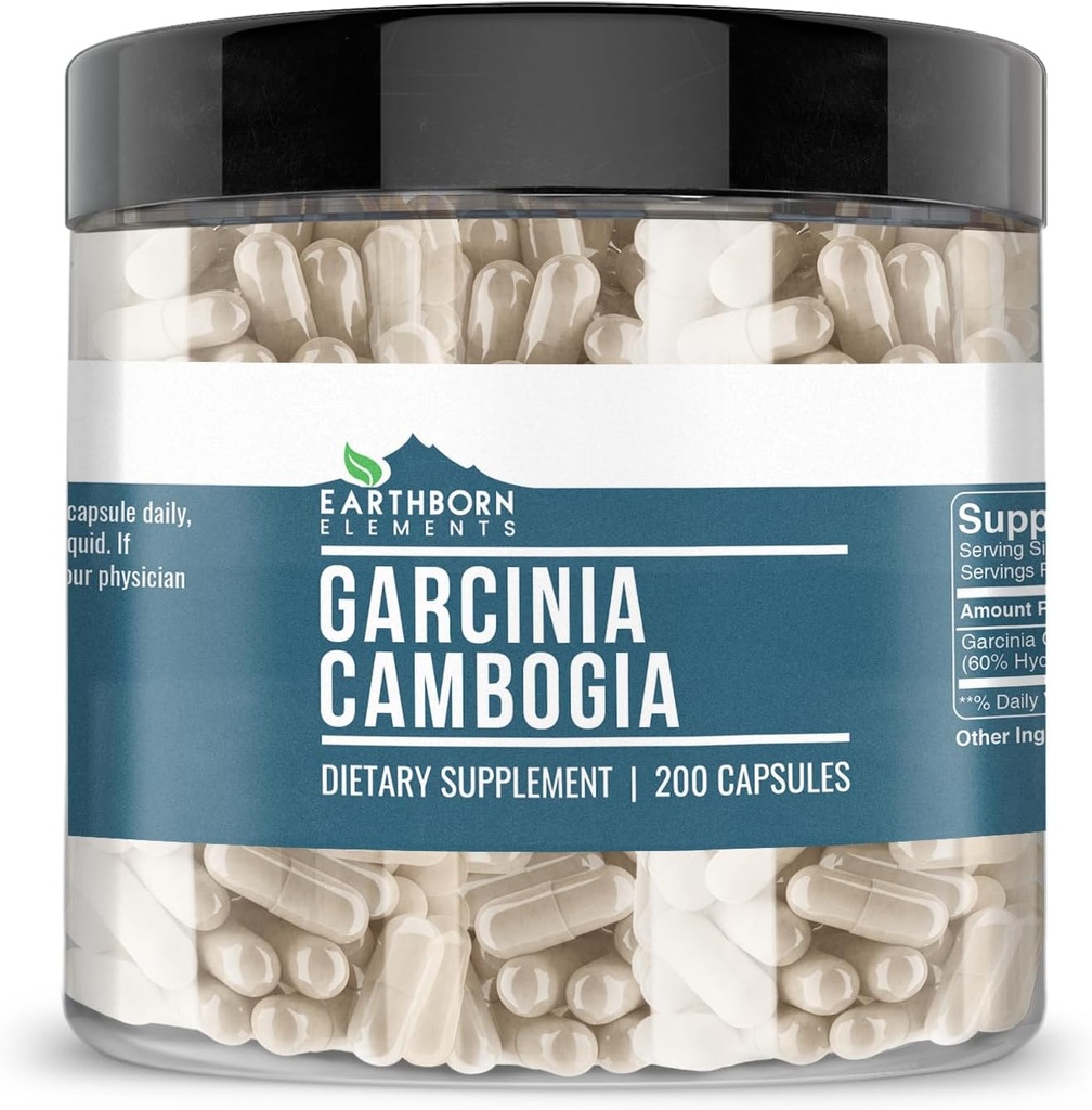 Elementos terrestres Garcinia Cambogia 200 Capsules, Puro ' Undiluted, No Additives