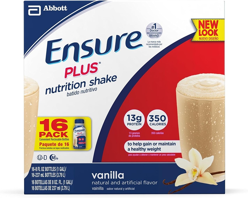 Agitación de nutrición, vainilla, 8 onzas, 16 cuentan